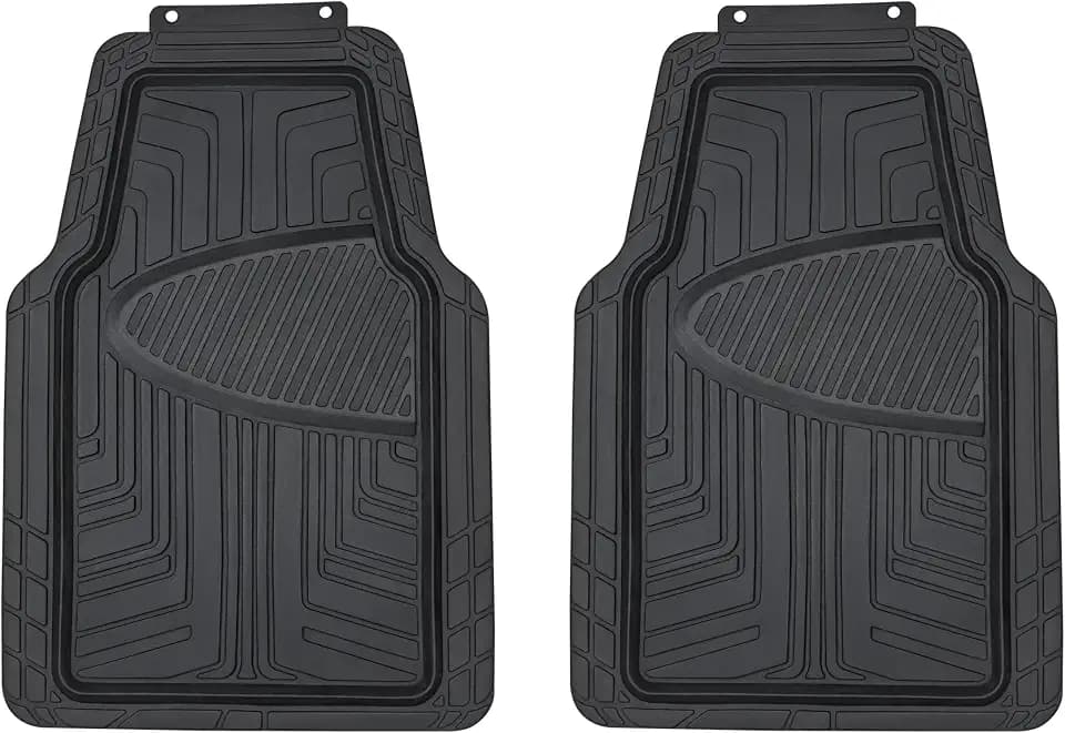 Amazon Basics 2 Stück Ganzjahres-Bodenmatten aus Gummi für Pkw, SUV und Lkw, Schwarz