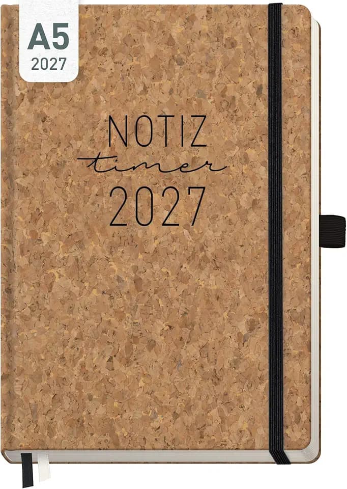 Häfft Wochen-Notiz-Kalender 2027 A5 - Planer & Notizbuch "Kork"