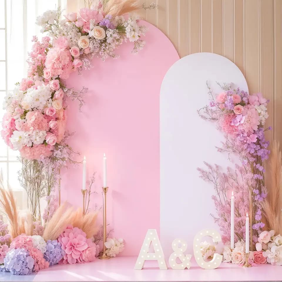Pink White Arch Backdrop Cover Set of 2 Arch Covers 7.2 and 6ft Wedding Arch Cover Stretchy Backdrop Bridal Baby Shower Birthday Party Arches Stand Covers Spandex