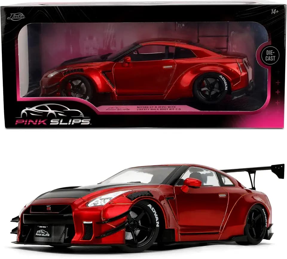 Jada Pink Slips Nissan GT-R R35-1:18 Scale Diecast Model with Opening Doors and Working Steering - for Collectors and Enthusiasts 14+