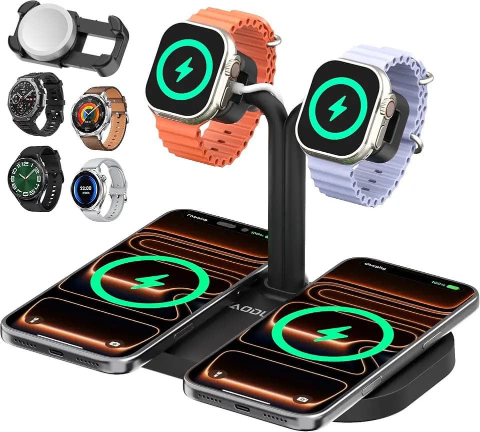 4 in1 Dual Wireless Charging Dock and Dual Watch Stand