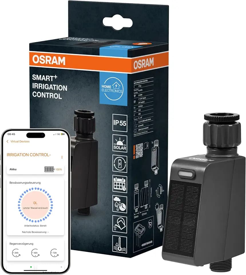 OSRAM SMART+ Irrigation Controller, Smartes Bewässerungssystem für den Garten über WiFi-Technologie, funktioniert mit Google, Alexa und der SMART+ App - Color: Black