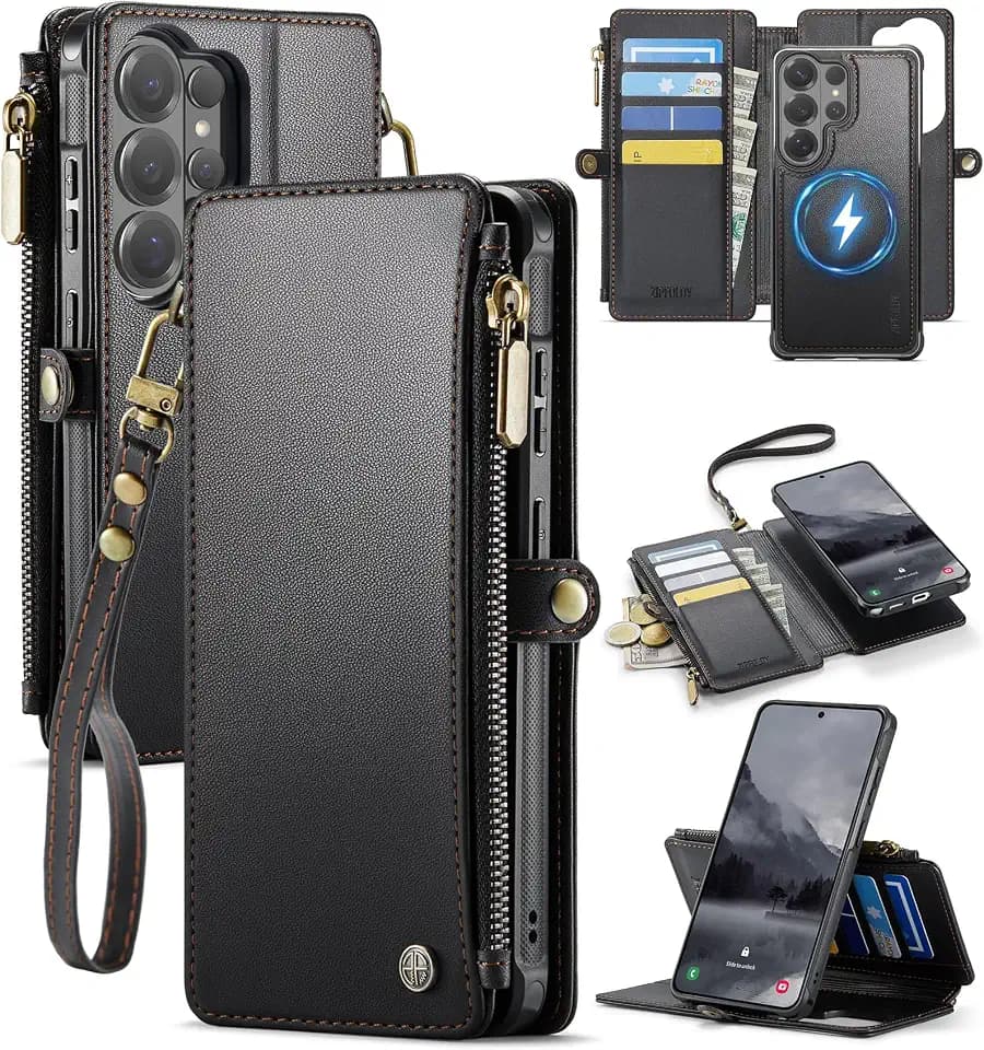 for Galaxy S25 Ultra - Phone Case Wallet Magnetic, Black