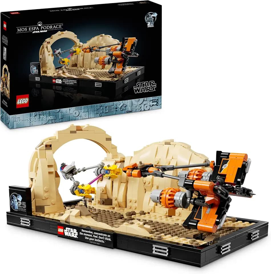 LEGO Star Wars Podrennen in Mos Espa – Diorama, Set für Erwachsene, Die dunkle Bedrohung Modellbausatz, enthält Anakin Skywalker's Podracer, Sammlerstück, Geschenke für Männer und Frauen 75380