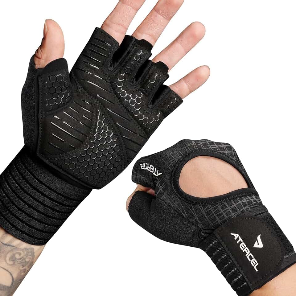ATERCEL Fitness Handschuhe Herren Damen, Trainingshandschuhe Krafttraining | Handgelenkband Handschuhe für Crossfit, Gewichtheben, Gym Body Training