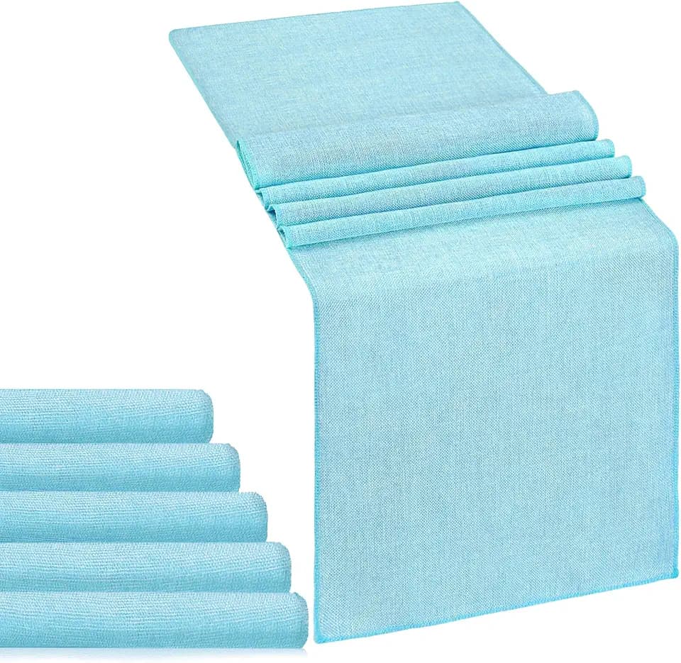 LuoluoHouse Green Table Runner Roll Farmhouse Burlap Table Runners 6 Packs 13x84 inch Jute Table Linens for Rustic Wedding Spring Table Decorations