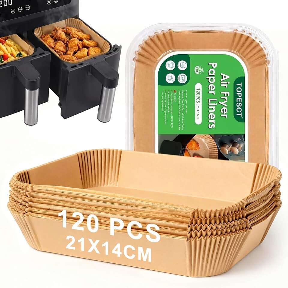 120er-Pack Einweg-Antihaft Heißluftfritteuse Backpapier | Universal Fettdichte Airfryer Backpapier für Ninja Double Stack XL Zubehör | Kompatibel mit Ninja AF300EU AF400EU SL400EU, andere Air Fryer