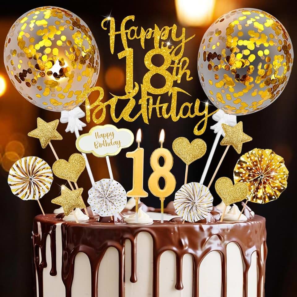 Tortendeko 18. Geburtstag Mädchen Junge, Happy 18th Birthday Kuchendeko