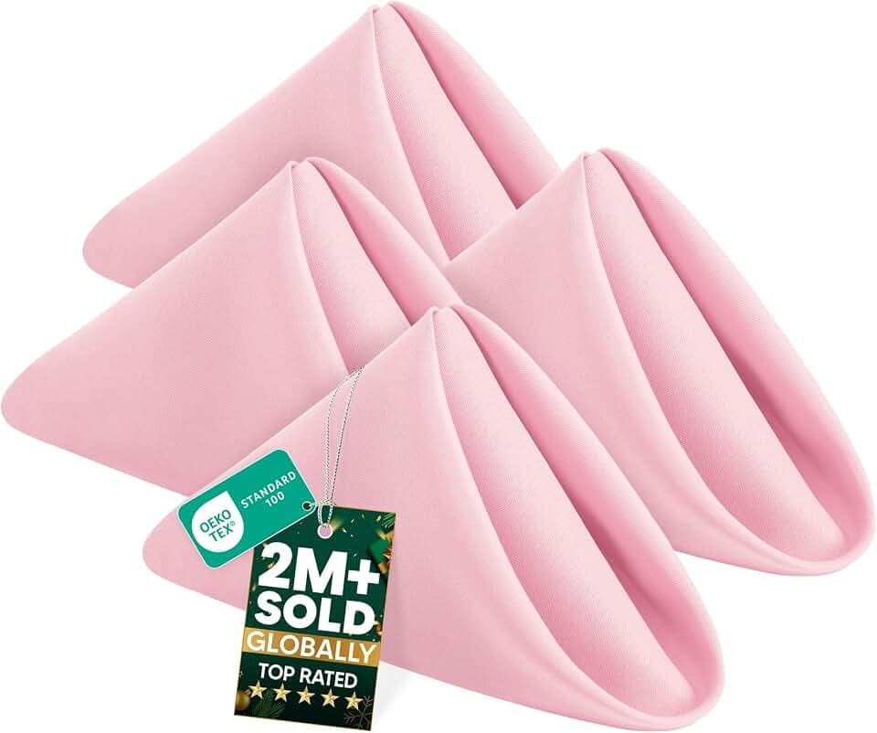Utopia Home [24 Pack, Pink] Cloth Napkins 17x17 Inches, 100% Polyester