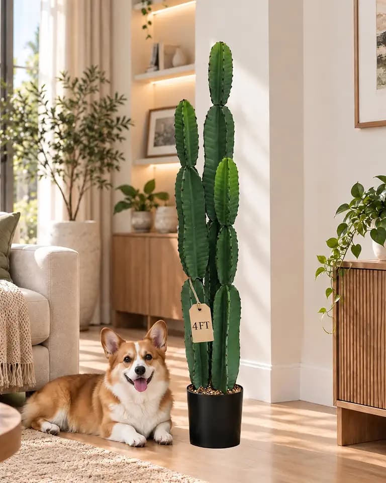 Artificial Cactus, 4FT Faux Floor Plants for Home Western Decor