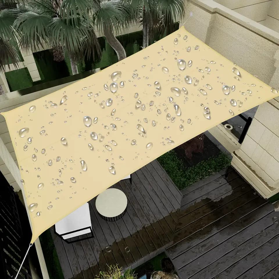 Waterproof Shade Sail 95% UV Rectangle 12'x16' Custom Sand