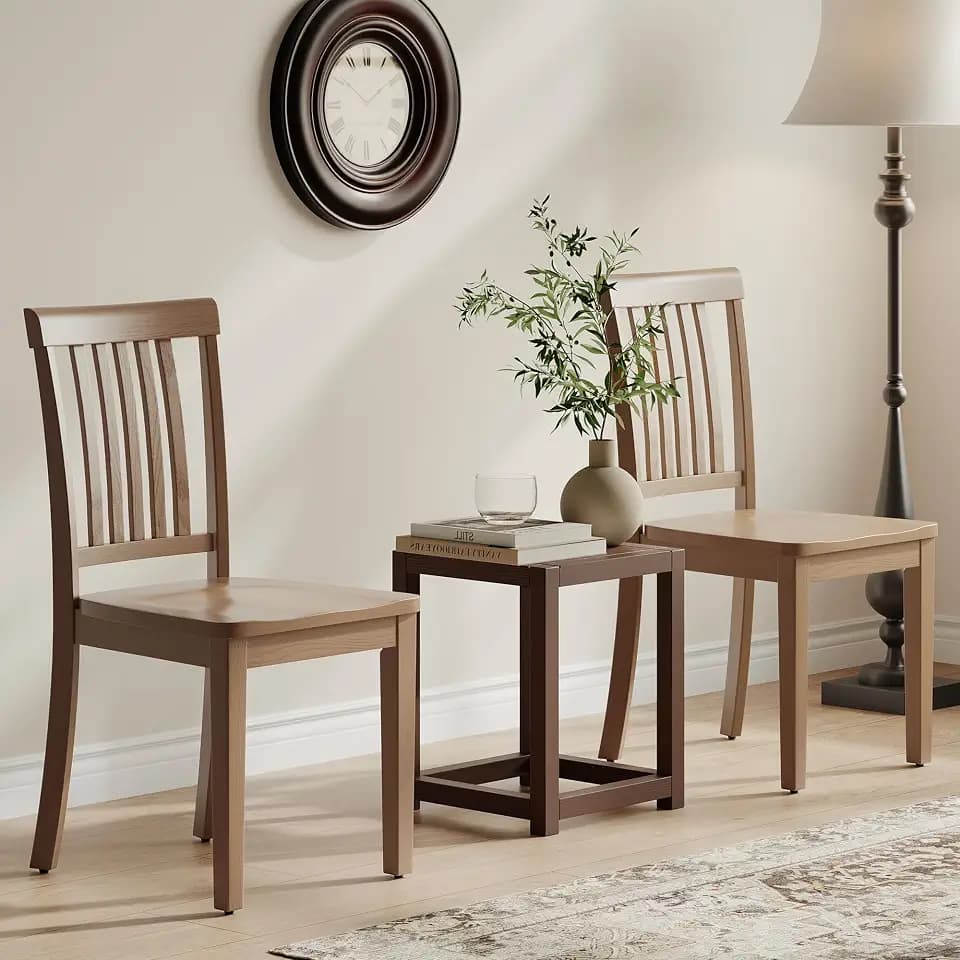 MALOL Holz Esszimmerstühle 2er Set, Windsor Design mit hoher Spindellehne, aus Massivholz im Landhausstil, vielseitige Küchenstühle und Beistellstühle für Küche und Esszimmer, Hellbraun