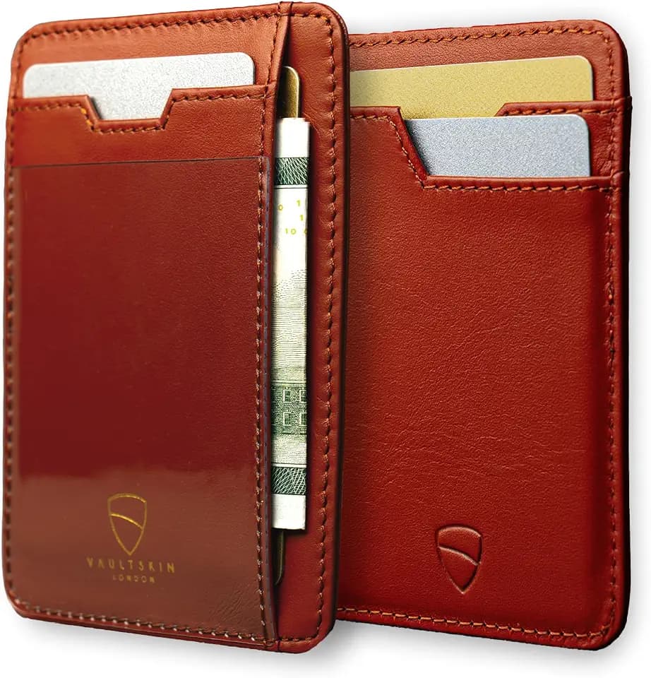 Vaultskin BRIXTON Slim Top-Grain Leather Card Wallet with ID Window, RFID