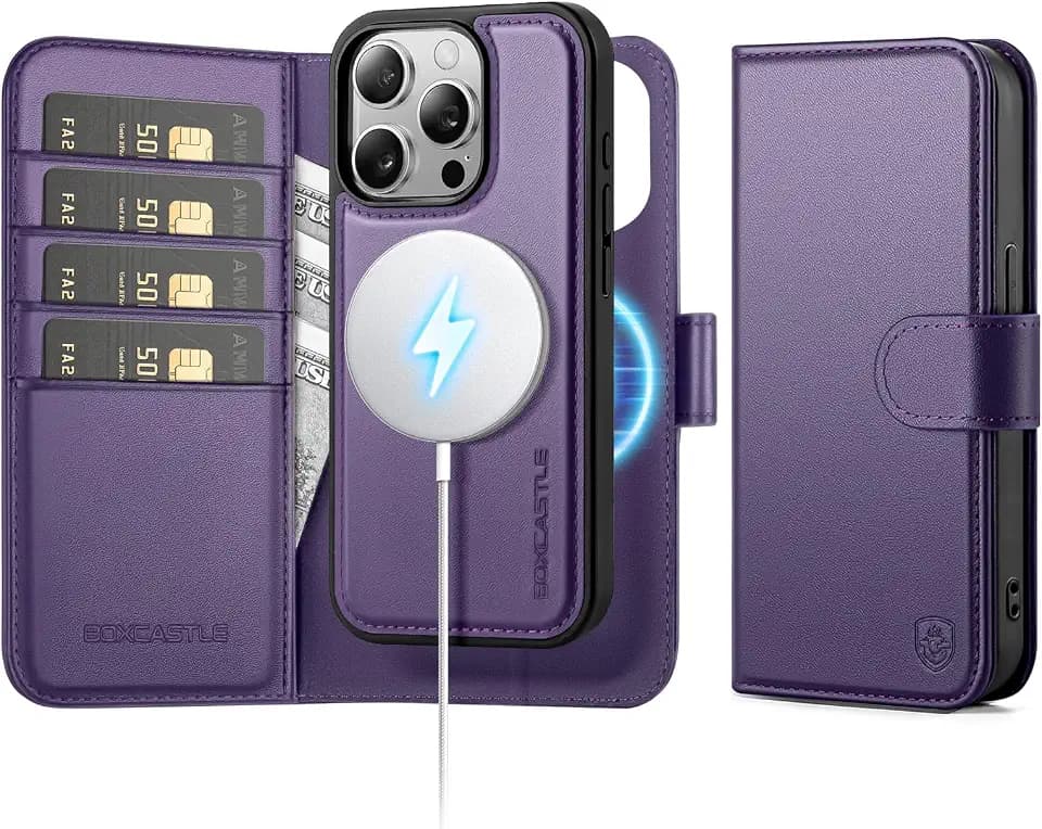 for iPhone 12/12 Pro Case Wallet with Card Holder,Purple