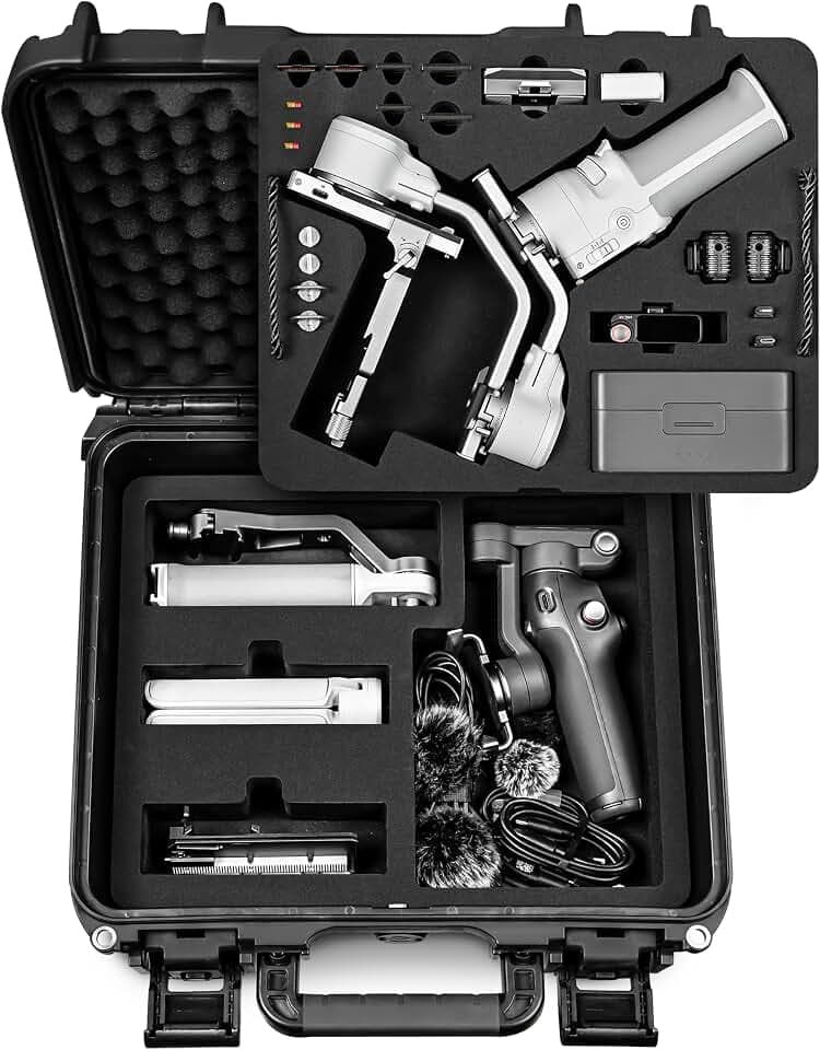 LEKUFEE Wasserdichter Hartschalen-Tragekoffer für DJI RS 4 Mini Gimbal-Stabilisator Combo, DJI Mic 3/2 /Mic Mini, und weiteres Zubehör (nur Koffer)