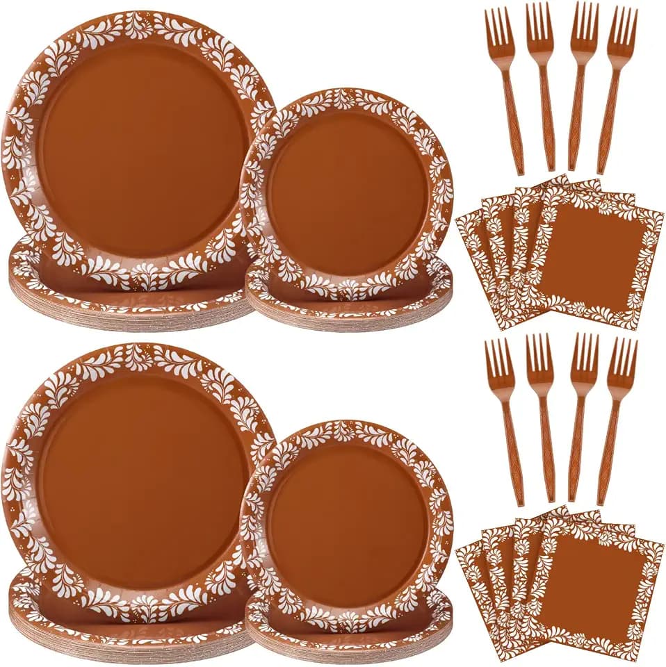 AmazingSpark 122 Pcs Brown Cielito Lindo Baby Shower Decorations Set for 24