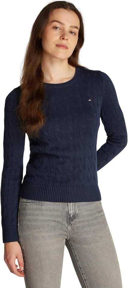 Tommy Hilfiger Damen Pullover Co Cable Rundhalsausschnitt