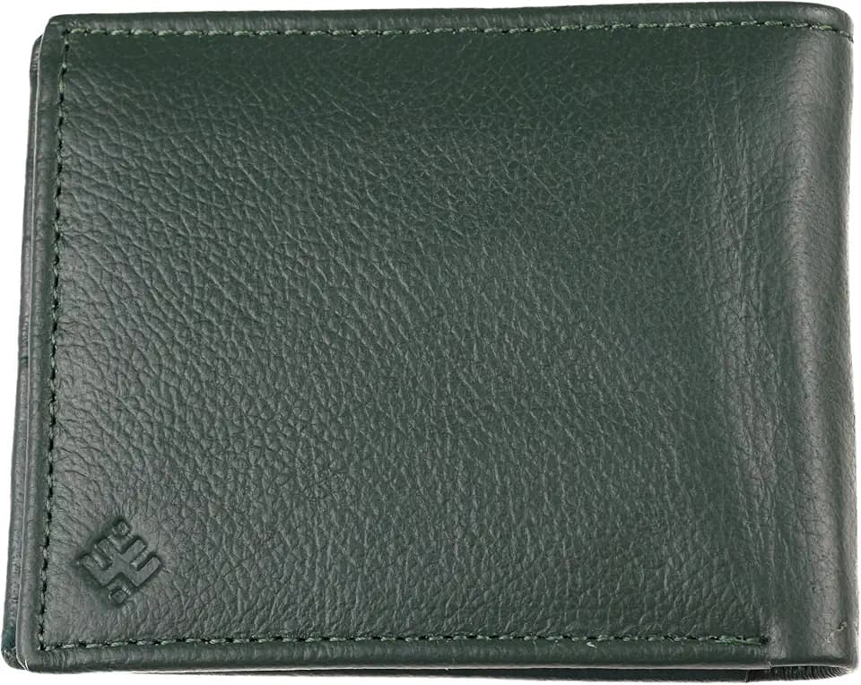 Men's Genuine Bifold Wallet -RFID Blocking – Premium full-grain leather se handmade Leather 6 Card Slim Bifold Wallet. (Green)