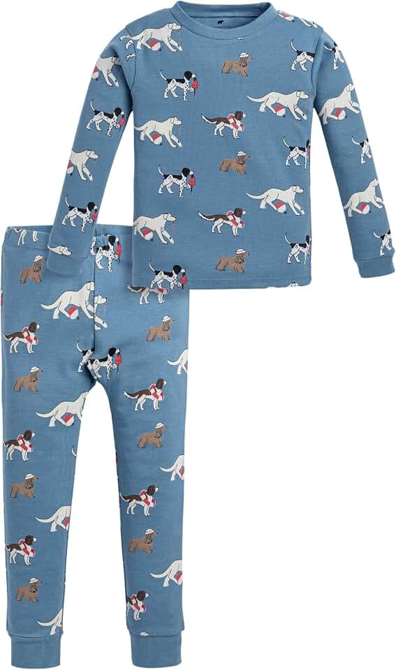 monica + andy Toddler & Kids Two Piece Pajama Set, 100% Organic Cotton Clothes for Boys & Girls, Children PJs