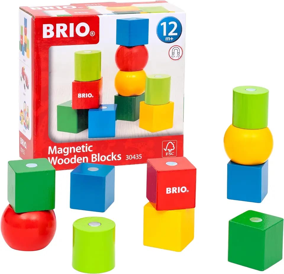 BRIO – 30435 Magnetische Holzbausteine | Holzbausteine für Kinder ab 12 Monaten