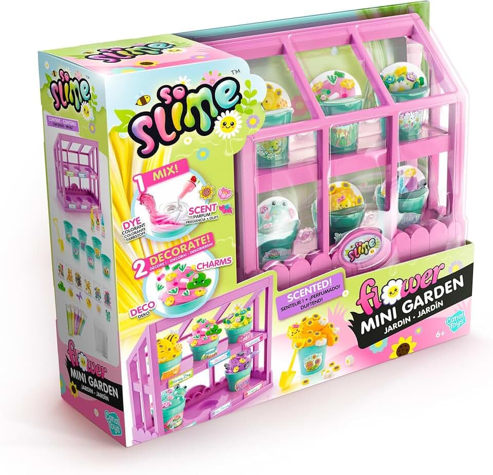 Canal Toys-So Slime Slime Flower Mini Garten – Slime Set zum Mischen & Dekorieren – Mini Gewächshaus mit 6 Blumentöpfen,Düften & Farbpulver – Charms, Deko & Sticker – Kreativ-Set Kinder ab 6 - SSC419