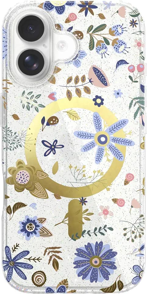 LONLI Hue for iPhone 17 Case, Botanical Garden Gold Ring Magnetic