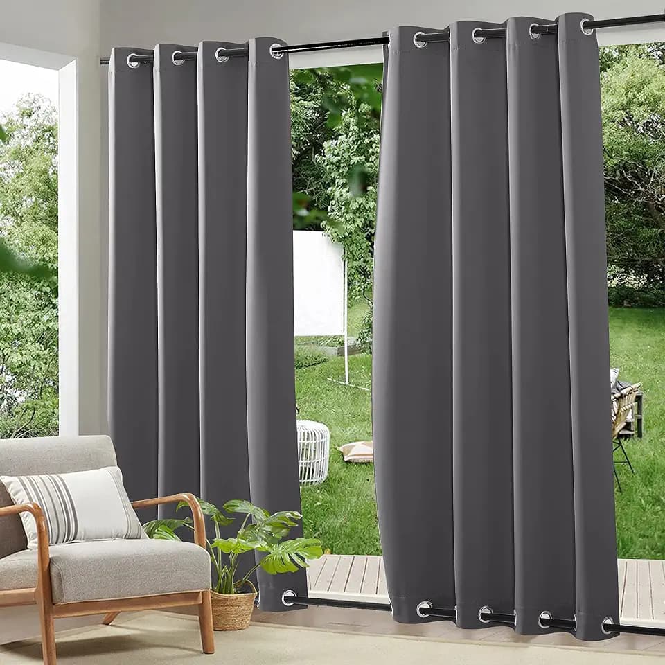 RYB HOME 2 Panels Outdoor Curtains for Patio Waterproof Weighted Windproof