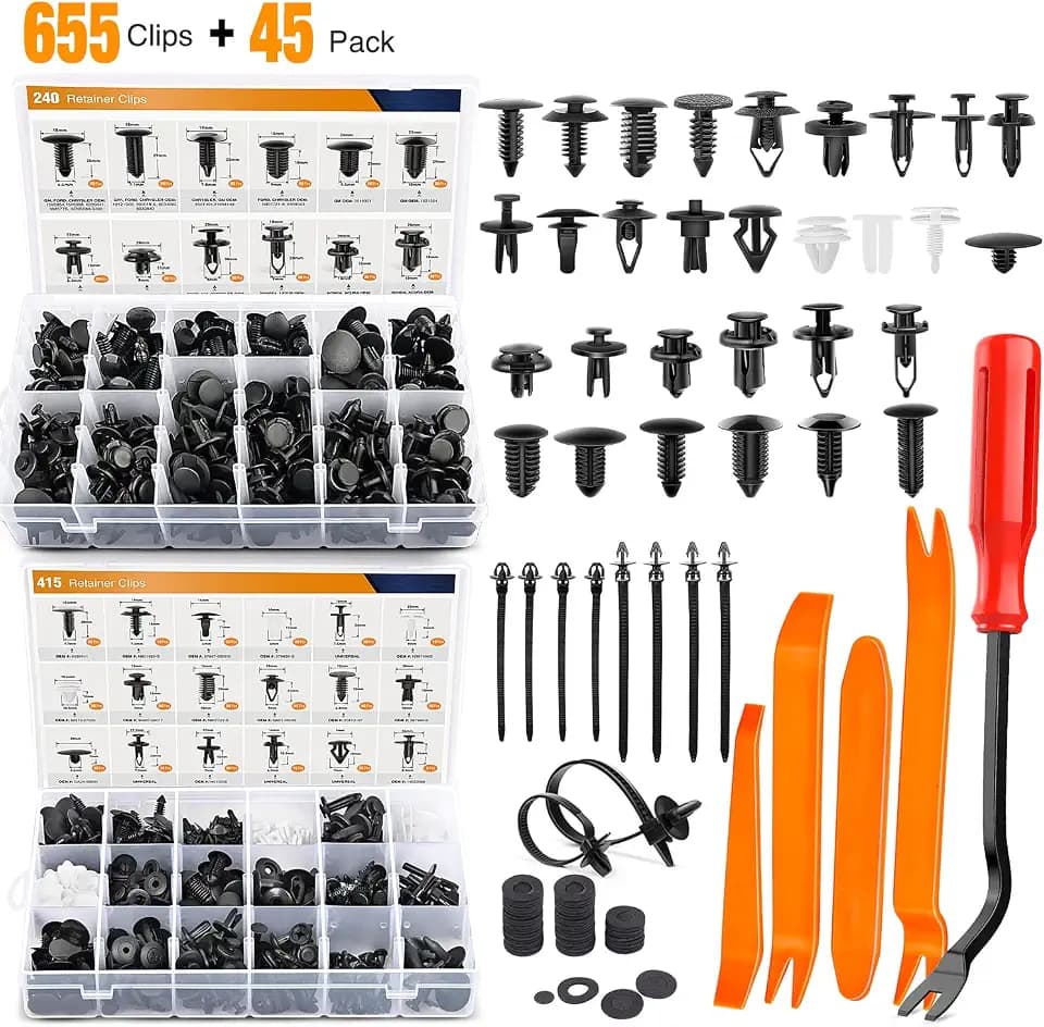 GOOACC 700Pcs Car Push Retainer Clips Auto Fasteners Assortment 30 Sizes Nylon Bumper Fender Rivets with 10 Cable Ties Fasteners Remover for Toyota GM Ford Toyota Honda Chrysler