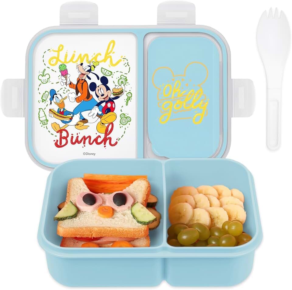 Disney Mickey Bento Box for Kids, Divided Compartments, Leak-Proof