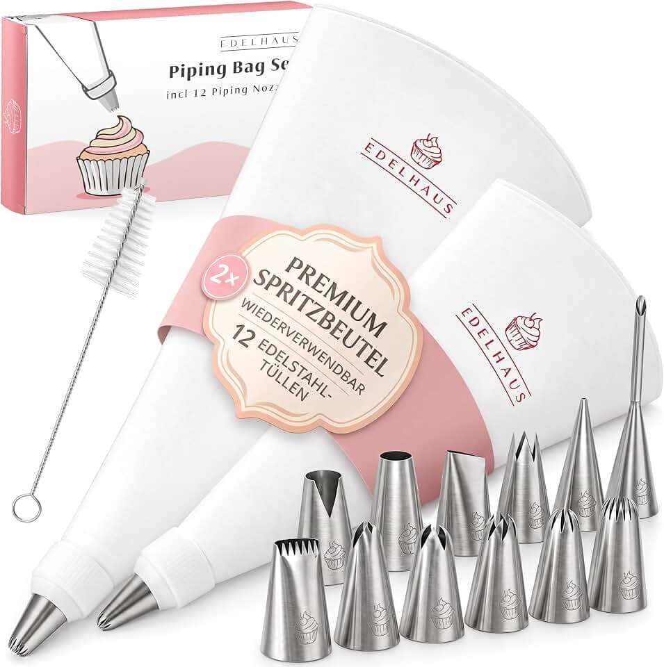 EDELHAUS Spritzbeutel mit Tüllen Set - Backzubehör für Torten & Cupcakes