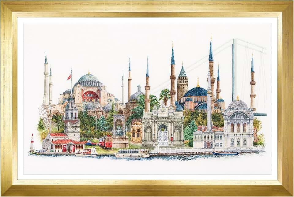 Thea Gouverneur - Counted Cross Stitch Kit - Istanbul - Aida - 18 Count - Embroidery Kit for Adults - DMC Embroidery Threads and Other Cross Stitch Supplies Included - 479A