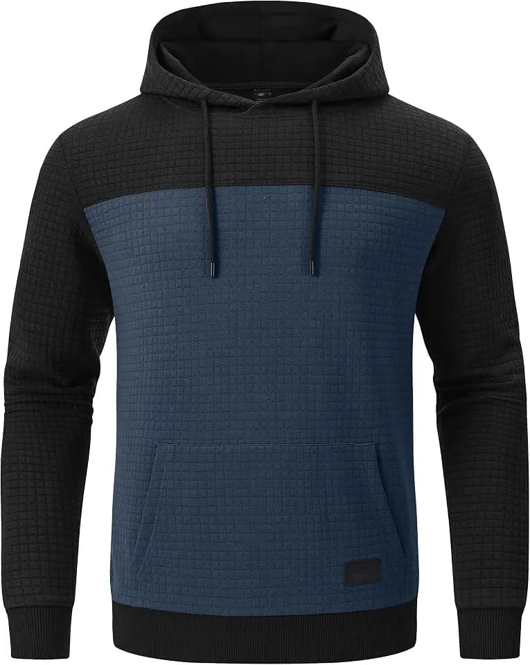 YuKaiChen Herren Pullover Herren Patchwork Hoodie Langarm Jacquard Kaputzenpullover Farbblock Sweatshirt mit Taschen