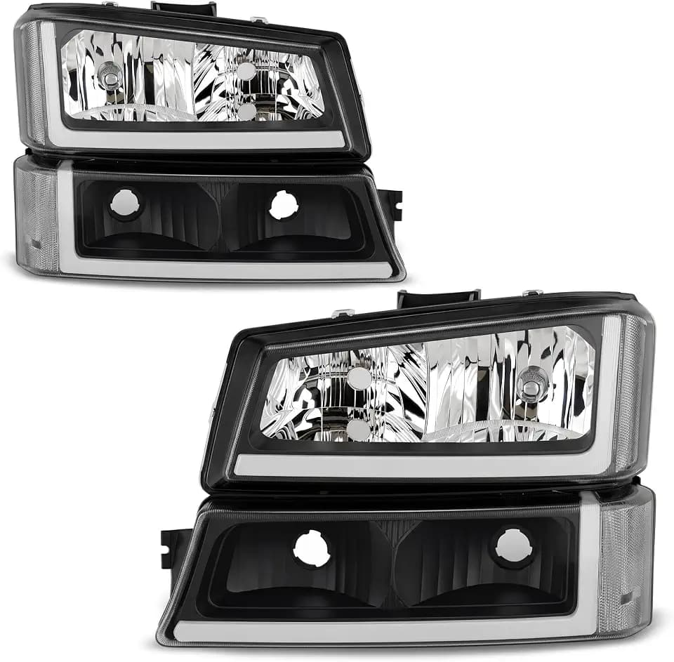 AUTOSAVER88 LED DRL Headlights Compatible with 03-06 Chevy Silverado Black