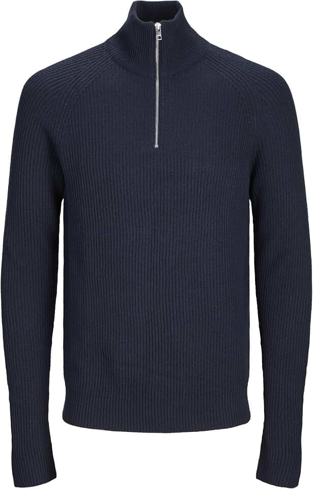 JACK & JONES Male Strickjacke mit Viertelreißverschluss Meliert Strickjacke mit Viertelreißverschluss