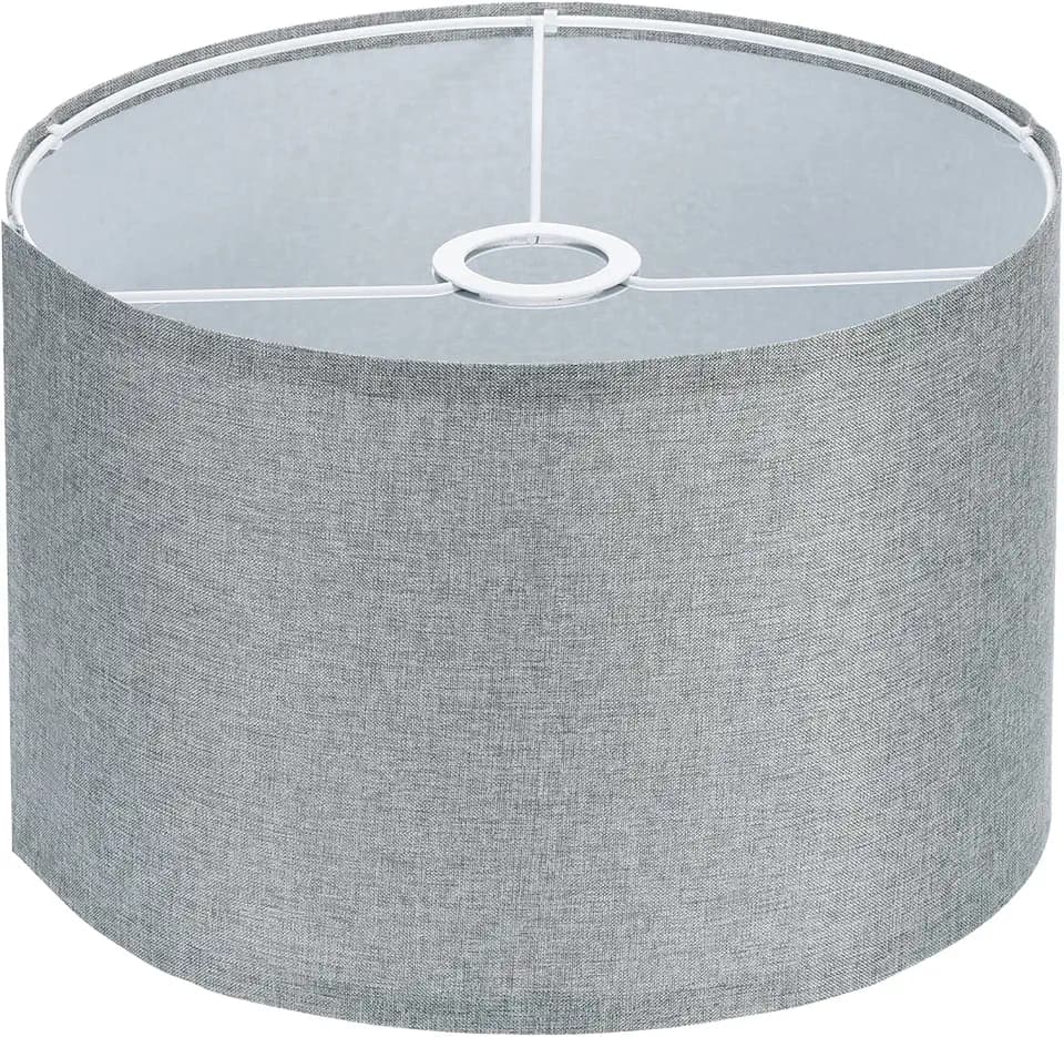 PATIKIL Drum Lamp Shades, 12"x12"x8" Linen Lamp Shade Easy Assembly Lampshade for Table Lamps Floor Lamps Pendant Lights, Gray