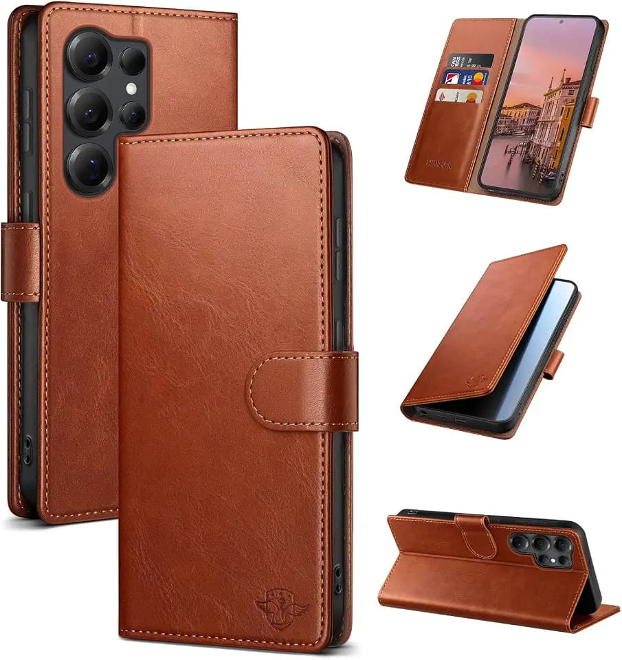 Wallet Case for Samsung Galaxy S25 Ultra, Light Brown