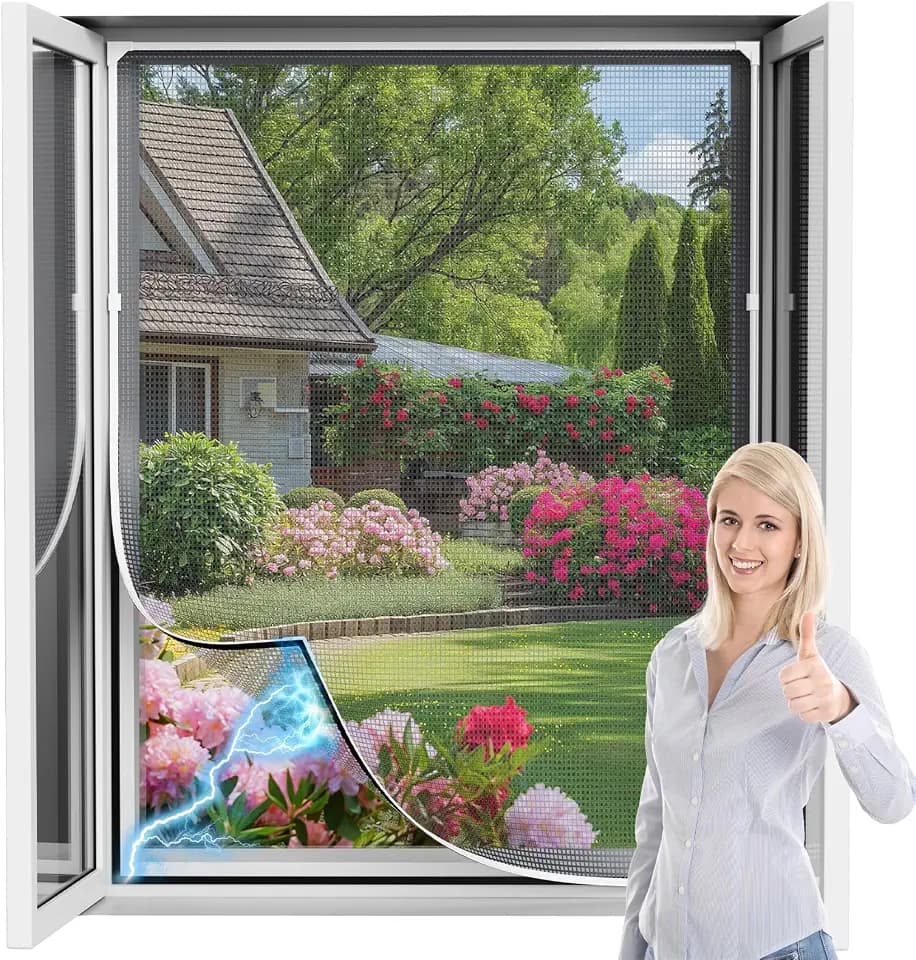 Magnetfliegengitter für Fenster, 90 x 120 cm Selbstklebendes Insektenschutz Dachfenster magnetisch Mückennetz Fenster