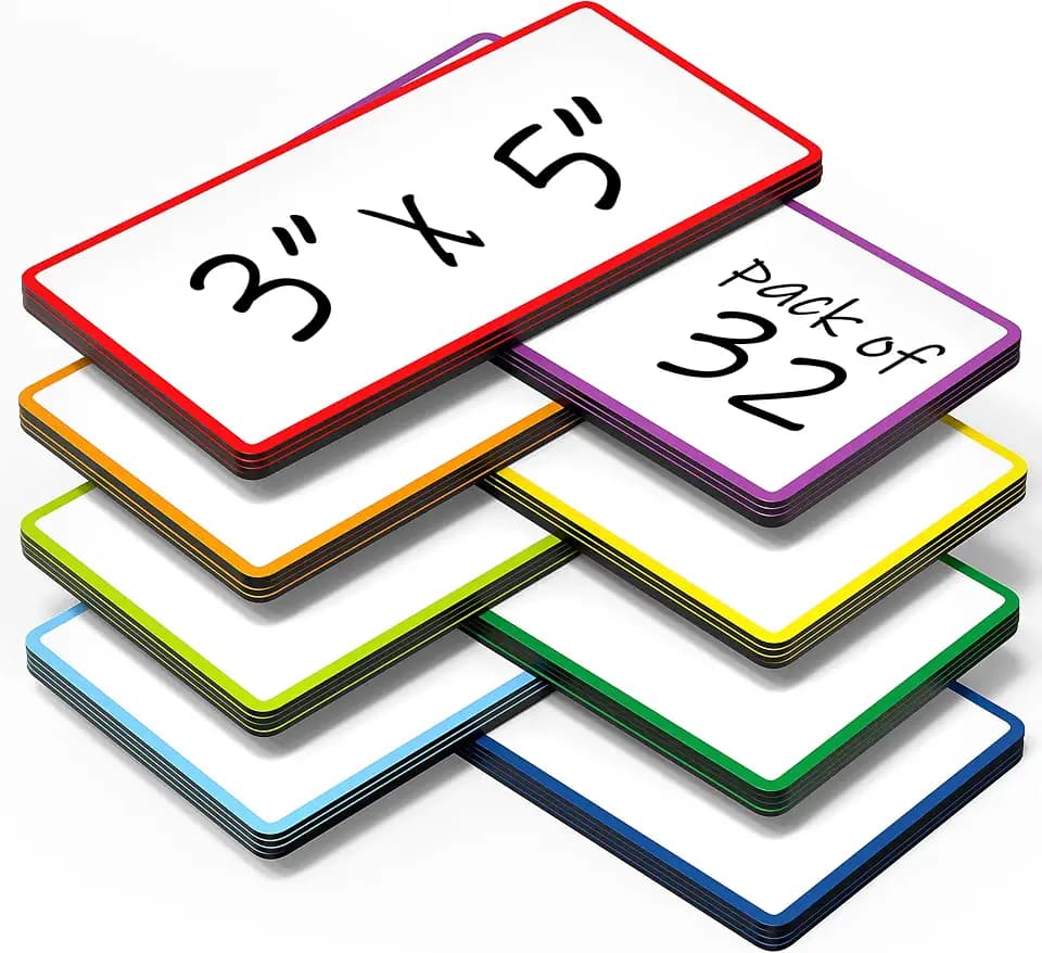 32 Pack Dry Erase Magnetic Labels 3x5 in - Magnetic Name Tags for Classroom Lockers School Bus - Classroom Magnets for Names - Magnet Labels for Whiteboard - Magnet Names Plates for Classrooms