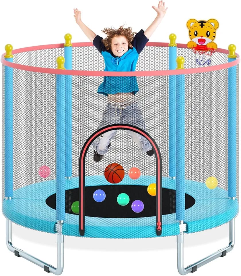 150CM Kindertrampolin für Indoor und Outdoor, Bis 200KG Belastbar