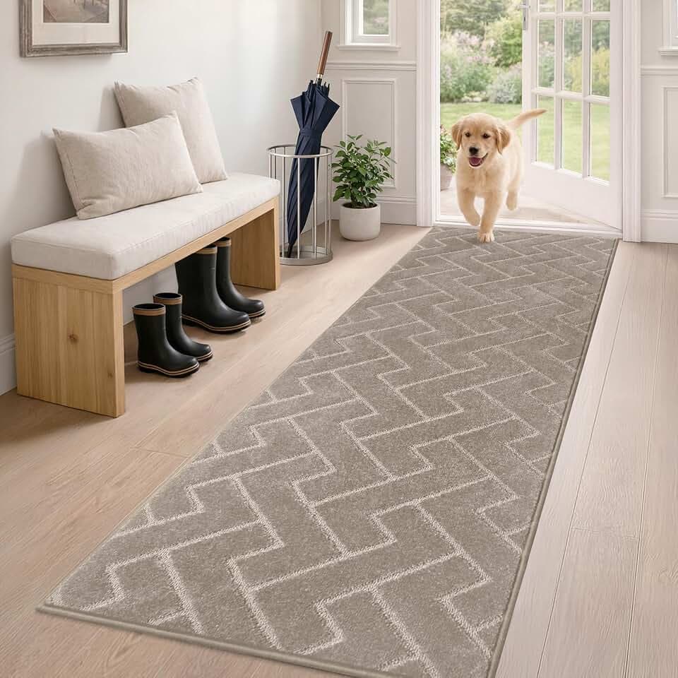 PURRUGS Hallway Runner Rug, 24" x 59", Taupe