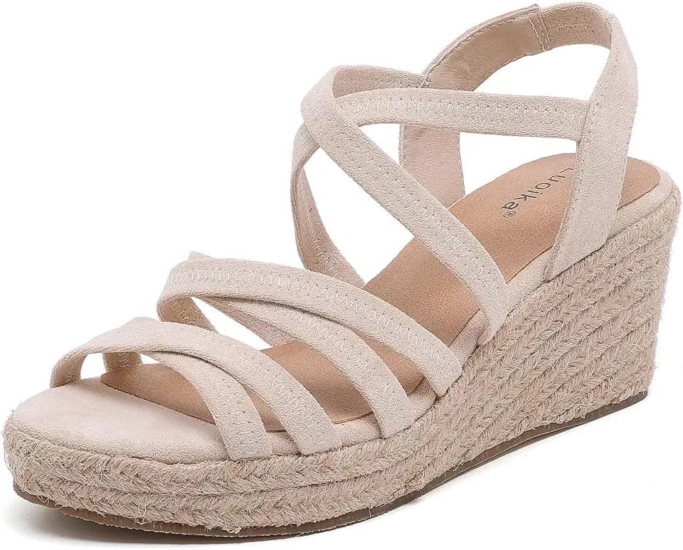 Luoika Women's Wide Width Braided Wedge Platform Sandals.