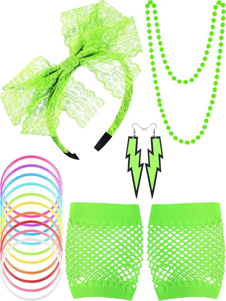 Blulu 80s Accessories Costume Women Fancy Dress Retro Outfit