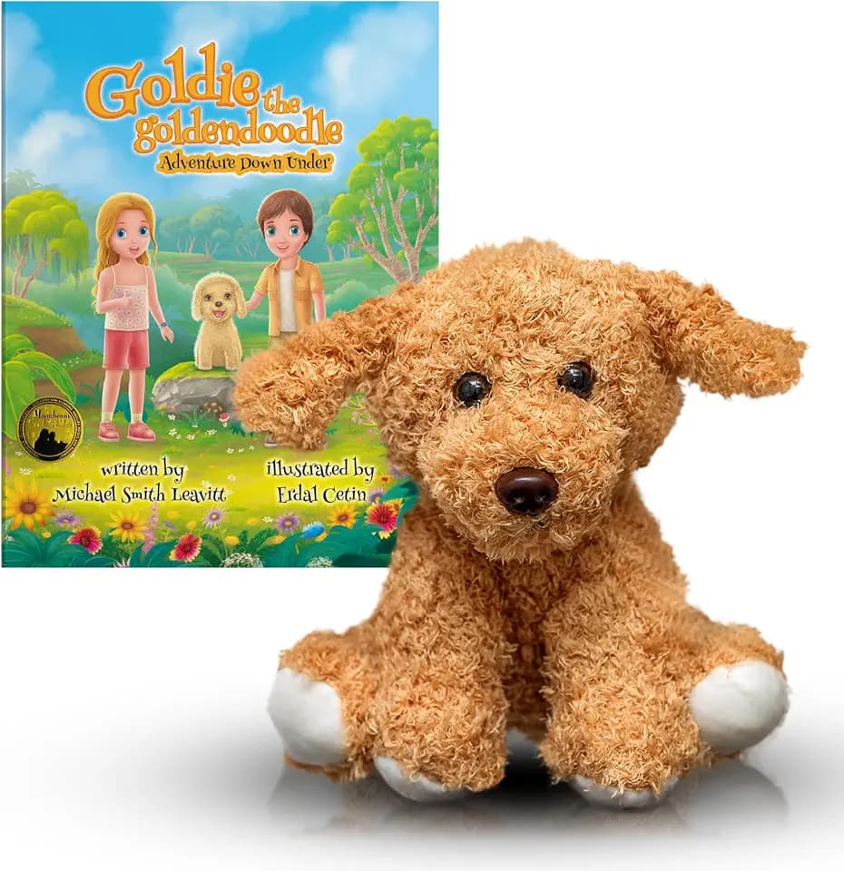 Goldie The Goldendoodle Stuffed Animal and Award Winning Children's Storybook, New Sturdy Cover Storybook with Ultra Soft Golden Retriever Stuffed Animal with Storybook Set (Ages 3-8)