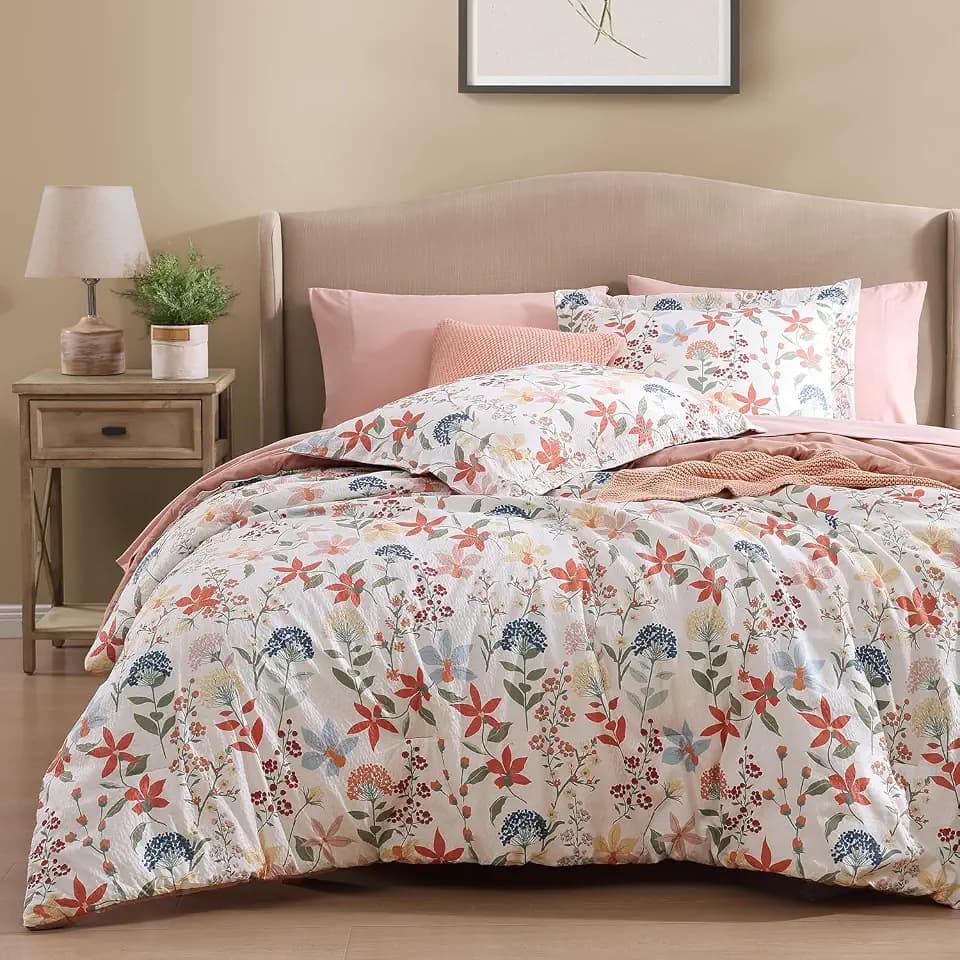 Full Size Comforter Sets - 7 Pieces Floral Bed in a Bag Full Bedding Set