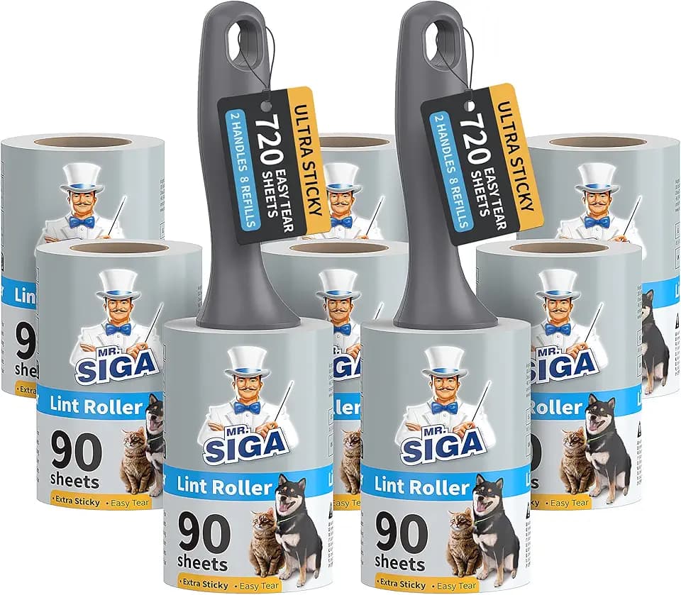 MR.SIGA Extra Sticky Lint Roller Pet Hair Remover for Clothes, 720 Sheets