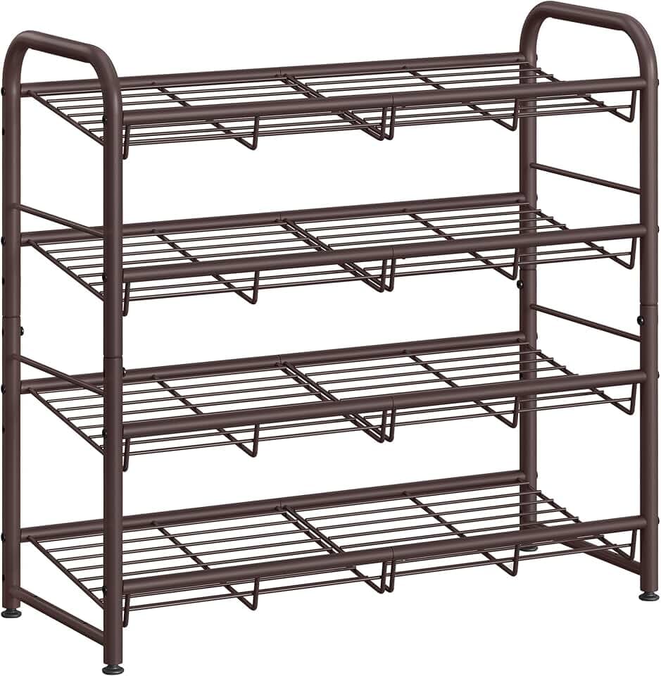 SONGMICS 4-Tier Stackable Metal Shoe Rack, Holds Up to 16 Pairs of Shoes