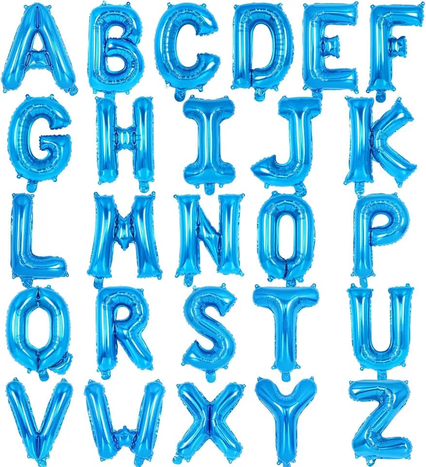 26 Pcs Blue Letter Balloons,16 Inch Foil Alphabet Letter Balloons,Letter A-Z Balloon Banner Custom Phrase Balloon for Birthday Party Wedding Anniversary Decoration (Blue 26pcs)