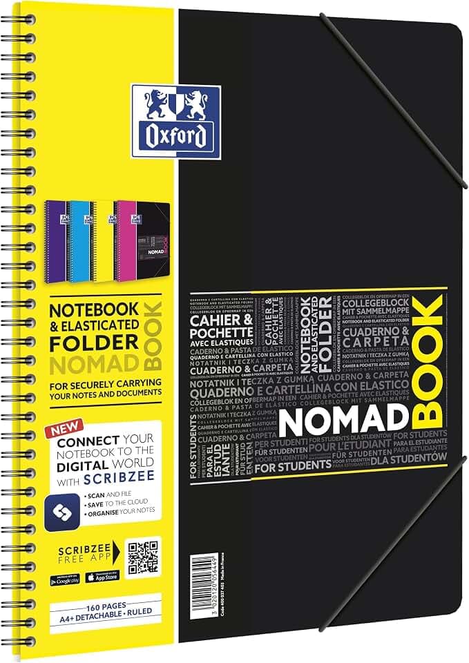 OXFORD 400037403 Nomadbook Studium Digitaler Collegeblock A4 liniert 80 Blatt - Zufallsfarbe, kein Farbwunsch möglich