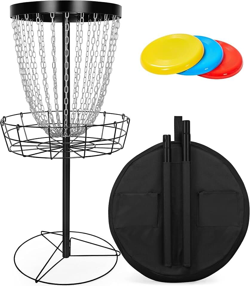 Yaheetech 12-Chain Portable Outdoor Steel Disc Golf Basket Practice Target