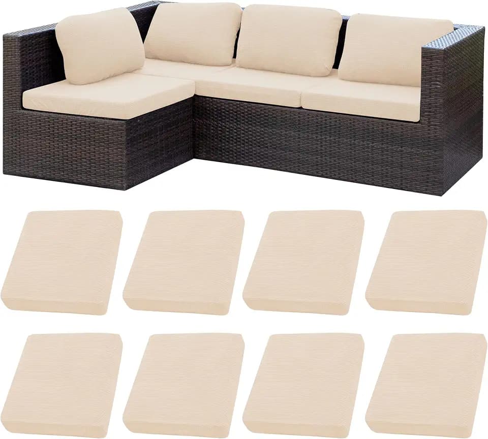 8 Pcs Outdoor Cushion Covers, Patio Sofa Cushion Covers Replacement